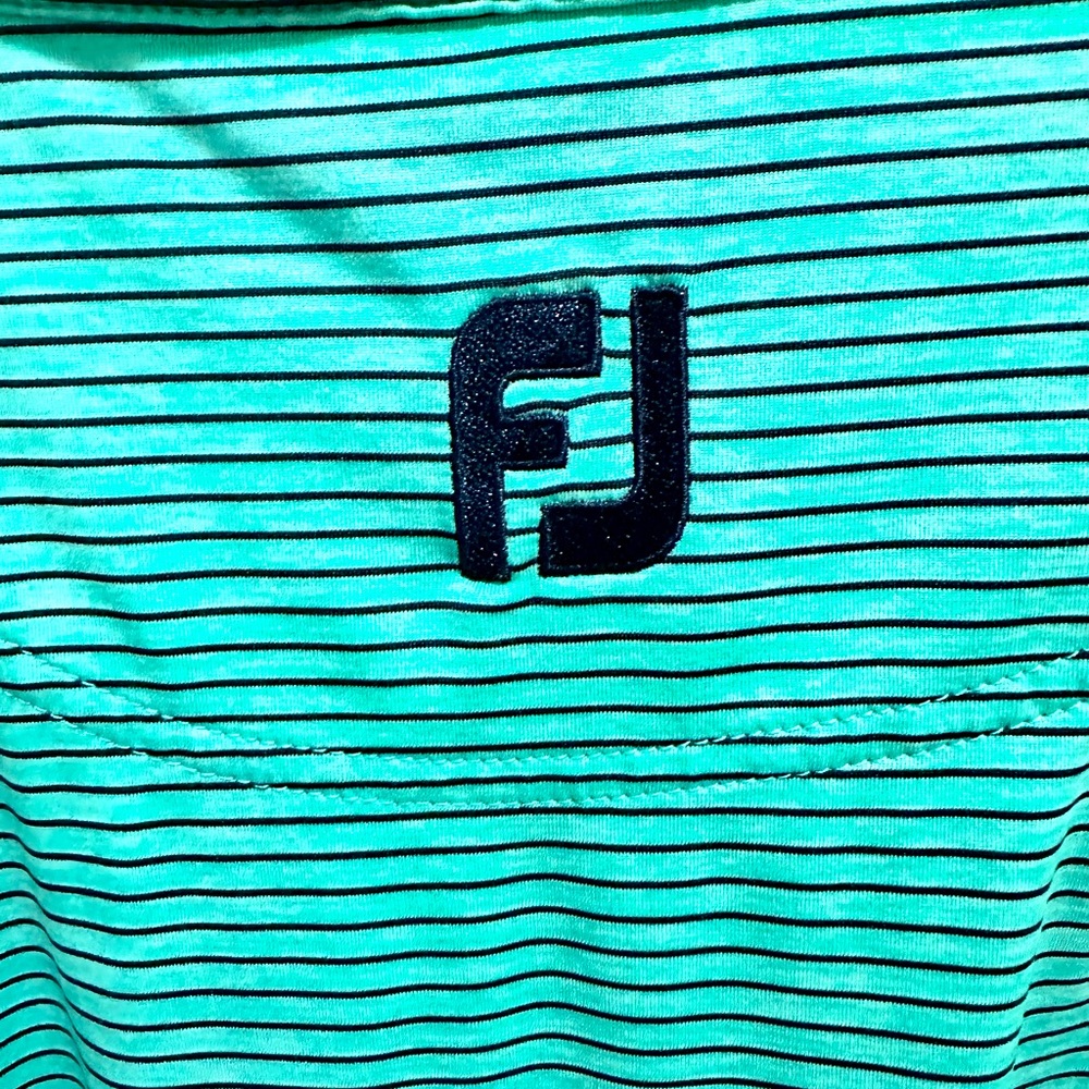 FootJoy Team Play Polo Shirt Adult 2XL Teal Striped Lightweight Mens Golfer